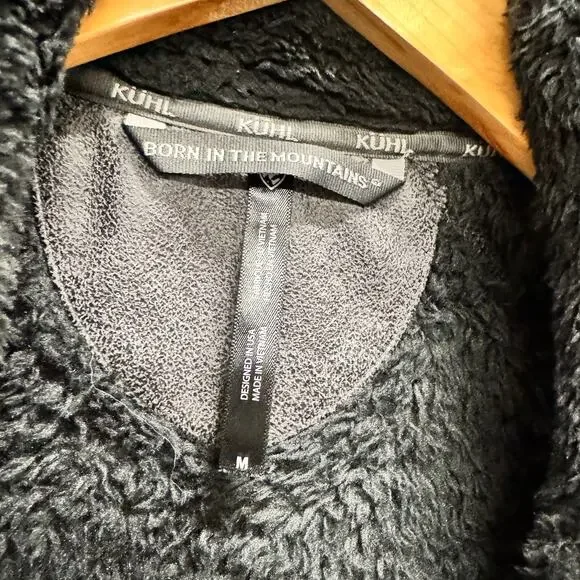 Kuhl Flight Vest Womens Medium Black Full Zip Sherpa Fleece Hidden Hood Jacket - Picture 2 of 11
